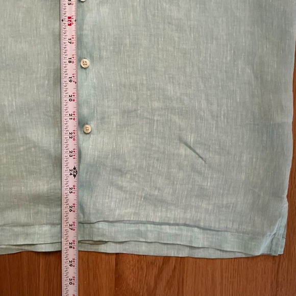 Frescobol Carioca Large Linen Short Sleeve Shirt Mint Green Quiet Luxury Resort - Picture 8 of 9